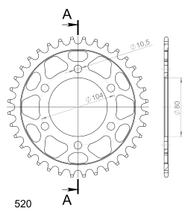 Pignon acier 6 trous Supersprox 520 LK 104,0mm Ø 80mm 37T noir