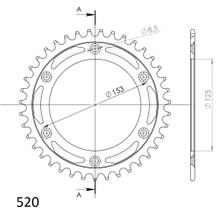 řetězové kolo Supersprox 520 LK 153,0mm Ø 125mm 38Z 6-otvorová ocel černá