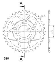 Kolo řetězu Supersprox 520 LK 90,0mm Ø 58mm 38Z 5-otvorové ocelové černé