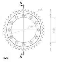 Kettenrad Supersprox 520 LK 150,0mm Ø 130mm 38Z 6-děrové ocelové černé