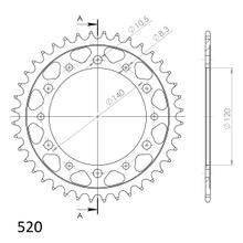 Pignon acier 6 trous Supersprox 520 LK 140.0mm Ø 120mm 38T noir