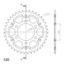 Rozetka Supersprox 520 s roztečí 104,0mm průměr 80mm 38 zubů 6 děr ocel černá
