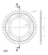 Rozetka Supersprox 520, dělicí rozteč 130,0mm, průměr 110mm, 38 zubů, 6 děr, ocel, černá