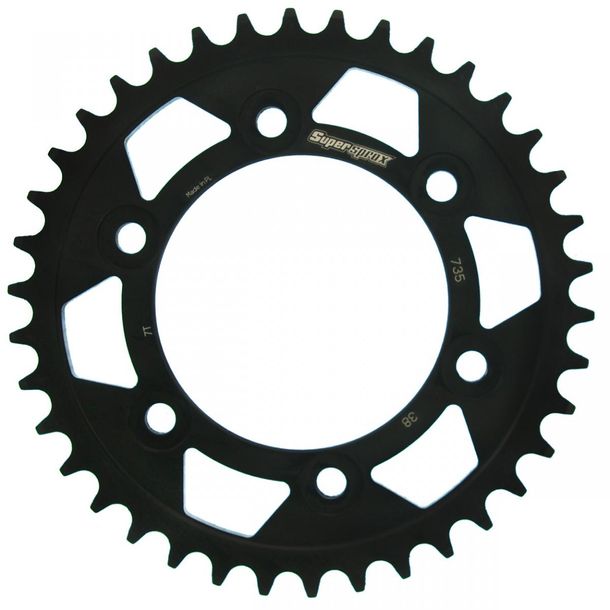 Pignon acier 6 trous Supersprox 520 LK 124,0mm Ø 100mm 38T noir