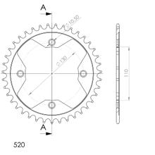 řetězové kolo Supersprox 520 LK 130,0mm Ø 110mm 39Z 4otvorové ocel černé