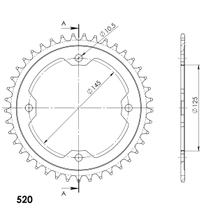 Roue à chaîne en acier à 4 trous Supersprox 520 LK 145,0 mm Ø 125 mm 40Z noire