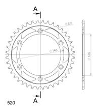 Ruota a catena in acciaio Supersprox 520 LK 146,0 mm diametro 126 mm 40Z a 6 fori nera