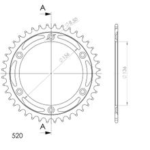 Ruota a catena Supersprox 520 LK 156,0 mm diametro 136 mm 40T in acciaio a 6 fori nera