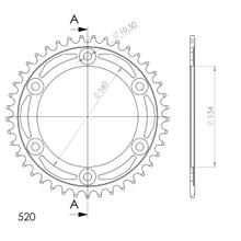 Supersprox 520 LK 160,0 mm Ø 134 mm 41Z pignone in acciaio a 6 fori nero