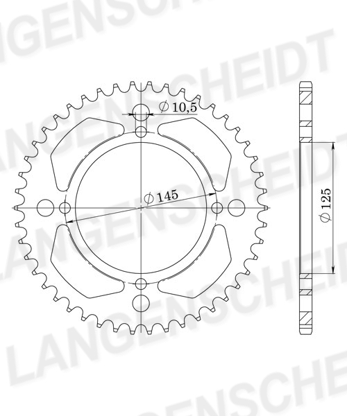 Kettenrad Supersprox 520 LK 145,0mm Ø 125mm 41Z 4-Loch Stahl schwarz
