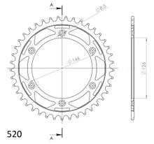 Tandwiel Supersprox 520 LK 146,0mm Ø 126mm 41 tanden 6-gats staal zwart