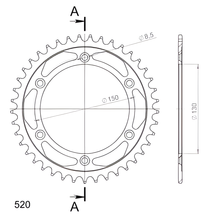 Pignone in acciaio a 6 fori Supersprox 520 LK 150,0 mm Ø 130 mm 41T nero