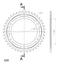 Supersprox 520 LK 160,0 mm Ø 136 mm 41Z pignone in acciaio a 6 fori nero