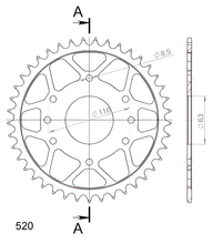 Supersprox 520 LK 110,0 mm Ø 63 mm 41Z pignone in acciaio a 8 fori nero