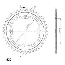 Ruota con catena in acciaio a 4 fori Supersprox 520 LK, diametro 145,0 mm, 125 mm, 42T, colore nero