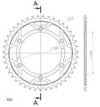 Ruota a catena Supersprox 520 LK 146,0 mm diametro 126 mm 42T in acciaio a 6 fori nera