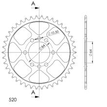 Pignone in acciaio Supersprox 520 LK 84,0mm Ø 64mm 42T a 8 fori nero