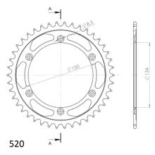 Kettingsprocket Supersprox 520 LK 150,0mm Ø 134mm 42T 6-gaats staal zwart