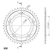 Ruota a catena in acciaio Supersprox 520 LK 150,0 mm Ø 116,2 mm 42T a 5 fori nera