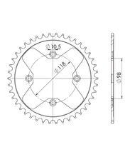 Coroa Supersprox 520 LK 118,0mm Ø 98mm 42Z 4-furos aço preto