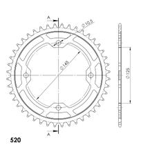 Ruota con catena in acciaio a 4 fori Supersprox 520 LK, diametro 145,0 mm, 125 mm, 43T, nera