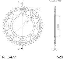 Pignon acier 8 trous Supersprox 520 LK 140.0mm Ø 120mm 43T noir