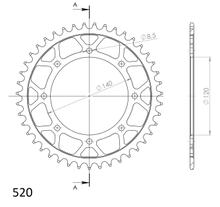 Pignon acier 8 trous Supersprox 520 LK 140.0mm Ø 120mm 43T noir