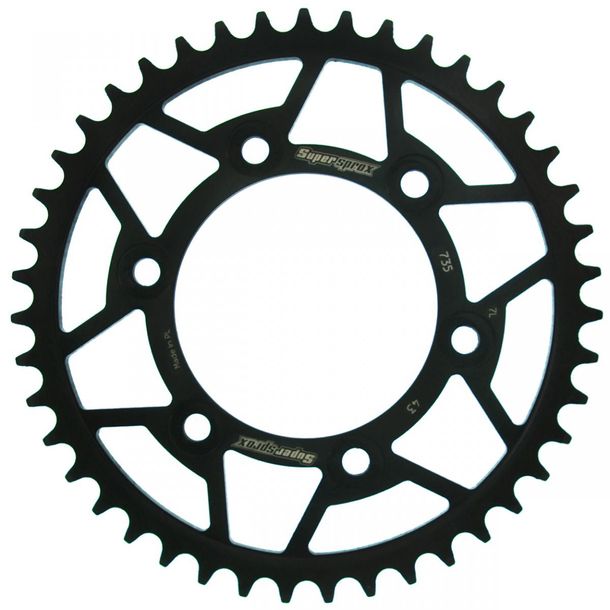 Pignon acier 6 trous Supersprox 520 LK 124,0 mm Ø 100 mm 43T noir