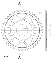Supersprox 520 LK 110,0 mm Ø 63 mm 43T pignone in acciaio a 8 fori nero