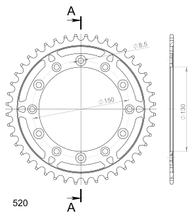 Kettingwiel Supersprox 520 LK 150,0mm Ø 130mm 44T 6-gaats staal zwart