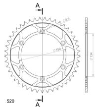 Piñón de acero Supersprox 520 LK 150,0 mm Ø 134 mm 44T negro