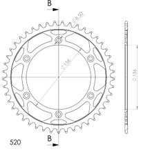 Ruota a catena Supersprox 520 LK 156,0 mm diametro 136 mm 45T in acciaio a 6 fori nera