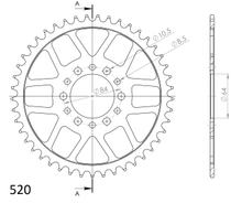 Pignone in acciaio Supersprox 520 LK 84,0mm Ø 64mm 45T a 6 fori nero