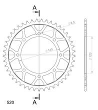 Supersprox 520 LK 140,0 mm Ø 120 mm 45Z Pignone in acciaio a 8 fori nero