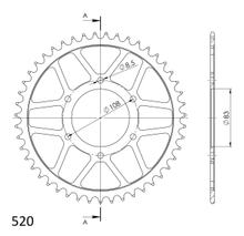 Ruota a catena in acciaio Supersprox 520 LK 108,0 mm diametro 83 mm 45T a 6 fori nera