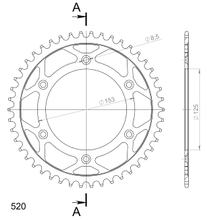 Chaîne Supersprox 520 LK 153,0 mm de diamètre 125 mm 46T en acier à 6 trous, noire