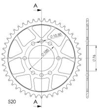Supersprox 520 LK 100.0mm Ø 76mm 46T 8-hole steel sprocket black