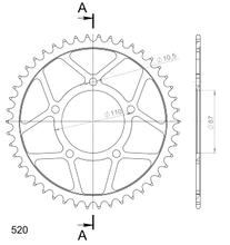 Supersprox 520 LK 110,0 mm Ø 87 mm 46T pignone in acciaio a 5 fori nero