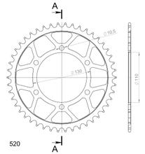 Zębatka napędowa Supersprox 520 LK 130,0mm Ø 110mm 46Z 6-otworowa stal czarna