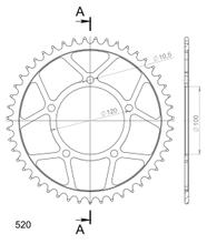 Supersprox 520 LK 120.0mm Ø 100mm 46T 5-hole steel sprocket black