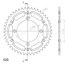 Koło zębate łańcuchowe Supersprox 520 rozstaw śrub 132,0mm średnica 110mm 46 zębów 4 otwory stalowe czarne