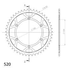 Zębatka Supersprox 520 LK 150,0mm Ø 134mm 47Z 6-otworowa stal czarna