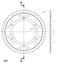 Tandwiel Supersprox 520 Steekcirkel 150,0mm Ø 125mm 47 Tanden 6-Gats Staal zwart