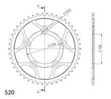 Piñón de acero con 5 orificios Supersprox 520 LK 124,0 mm Ø 100 mm 48T negro