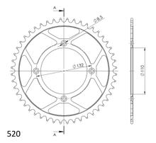 Supersprox 520 LK 132,0mm Ø 110mm 49Z 4-hole steel sprocket black