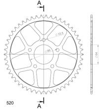Piñón de acero con 5 orificios Supersprox 520 LK 96,0 mm Ø 64 mm 50T negro