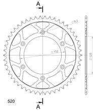 Supersprox 520 LK 152,0 mm Ø 125 mm 51Z Piñón de acero con 6 orificios negro