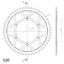 Cadena de acero Supersprox 520 LK, 146,0 mm de diámetro, 126 mm, 52T, 6 orificios, color negro