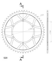 Supersprox 520 LK 150.0mm Ø 134mm 53Z 6-hole steel sprocket black