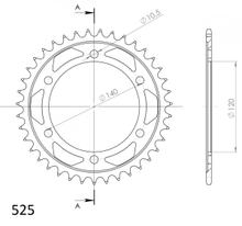 Kettenrad Supersprox 525 LK 140,0mm Ø 120mm 36Z 6-Loch Stahl schwarz